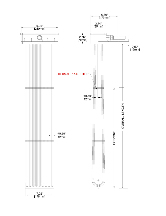 H9HS Nine Element 316 Stainless Steel Heater Specifics