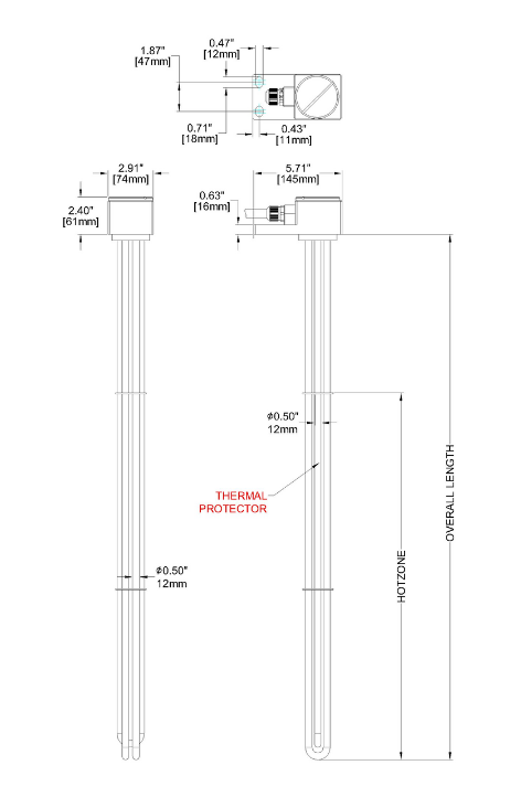 3HZ Three Element PTFE Heater Specifics