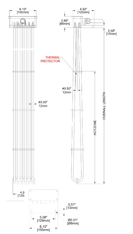 6HZ Six Element PTFE Heater Specifics