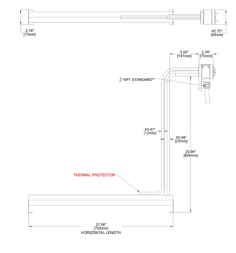 HL Metal L-Shaped Heater Specifics